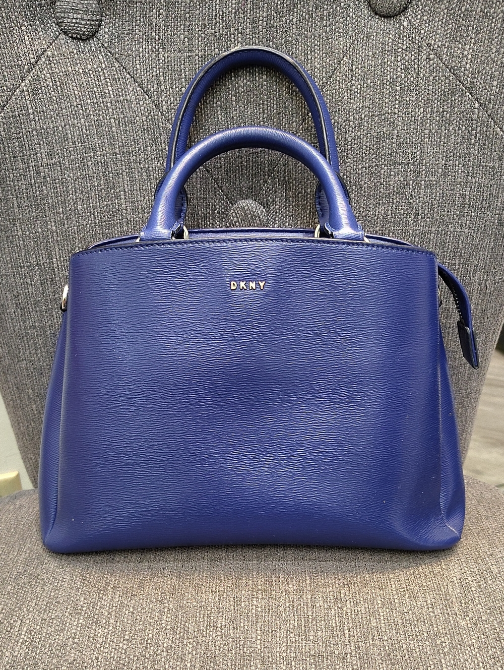 DKNY Royal Blue Textured Leather Satchel